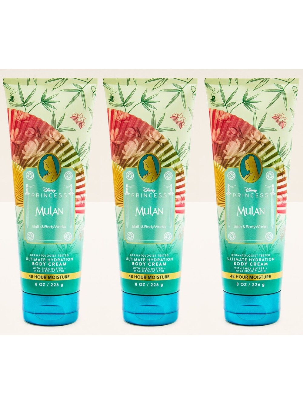 Bath Body Works Disney Princess Mulan Ultimate Hydration Body Cream Set of 3 NEW